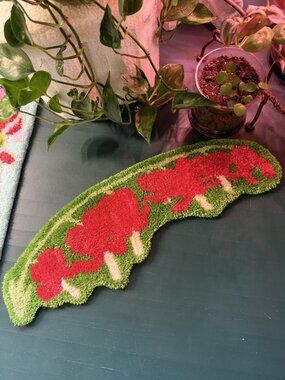 Handmade bleeding hearts carpet